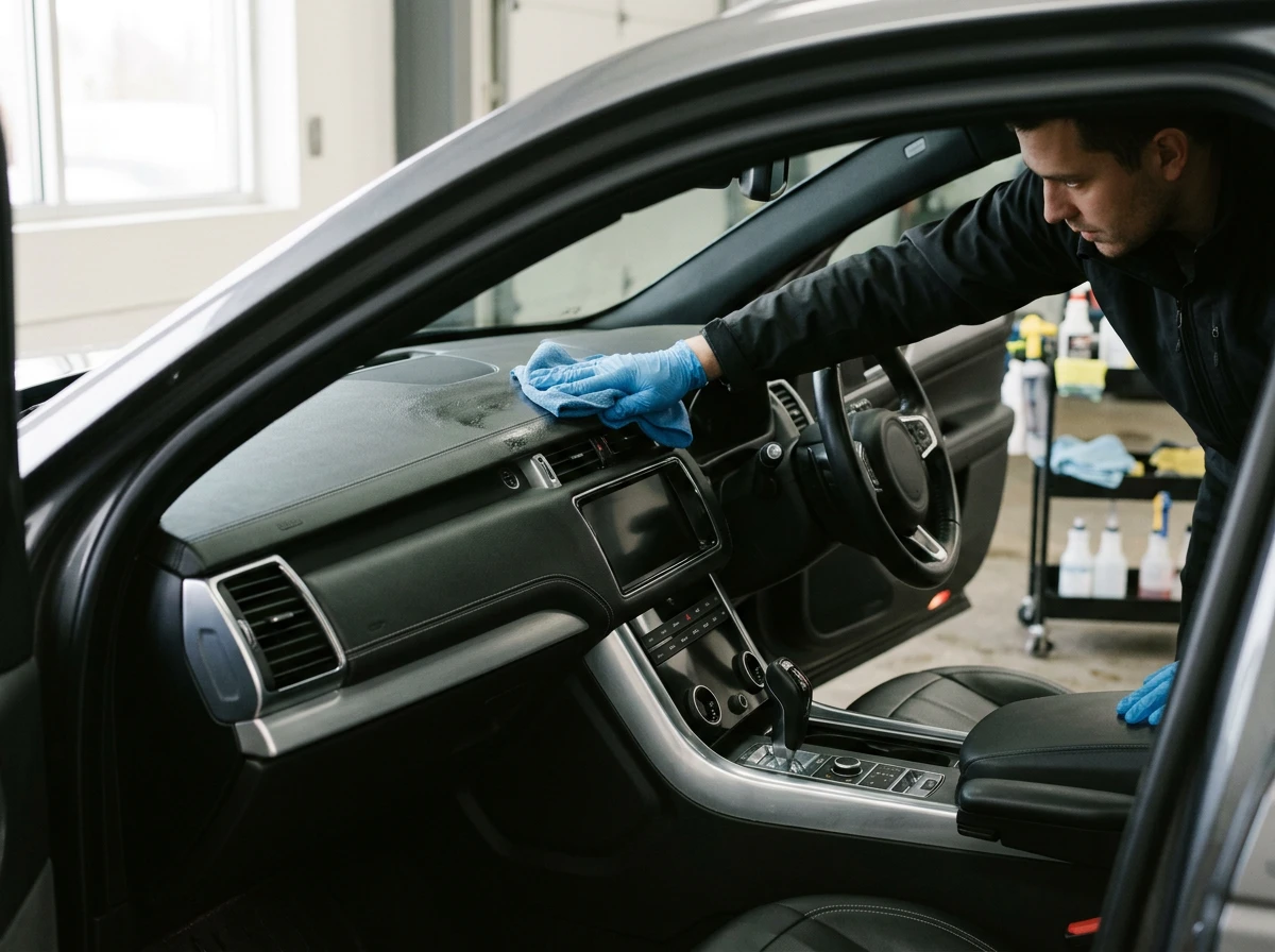 Nettoyage intérieur professionnel de l'habitacle d'une voiture