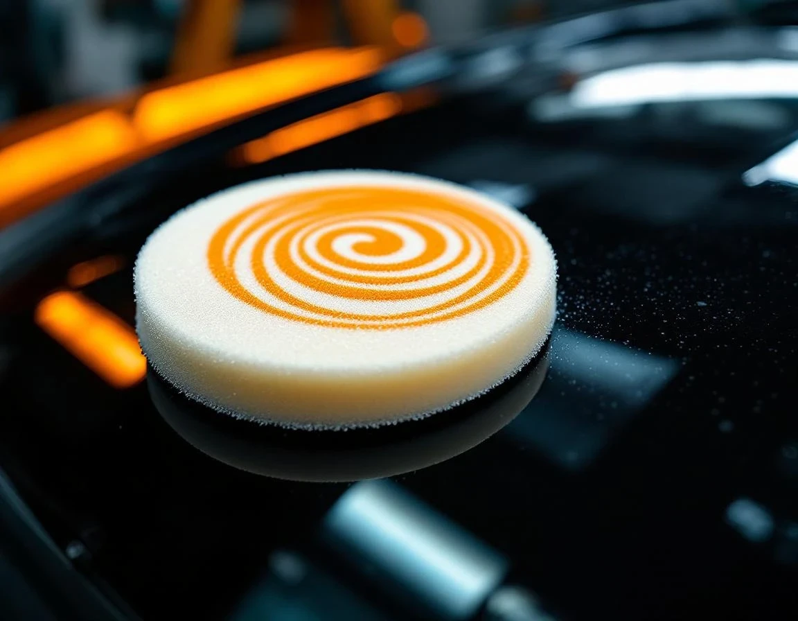 Polissage professionnel de la carrosserie d'une voiture noire